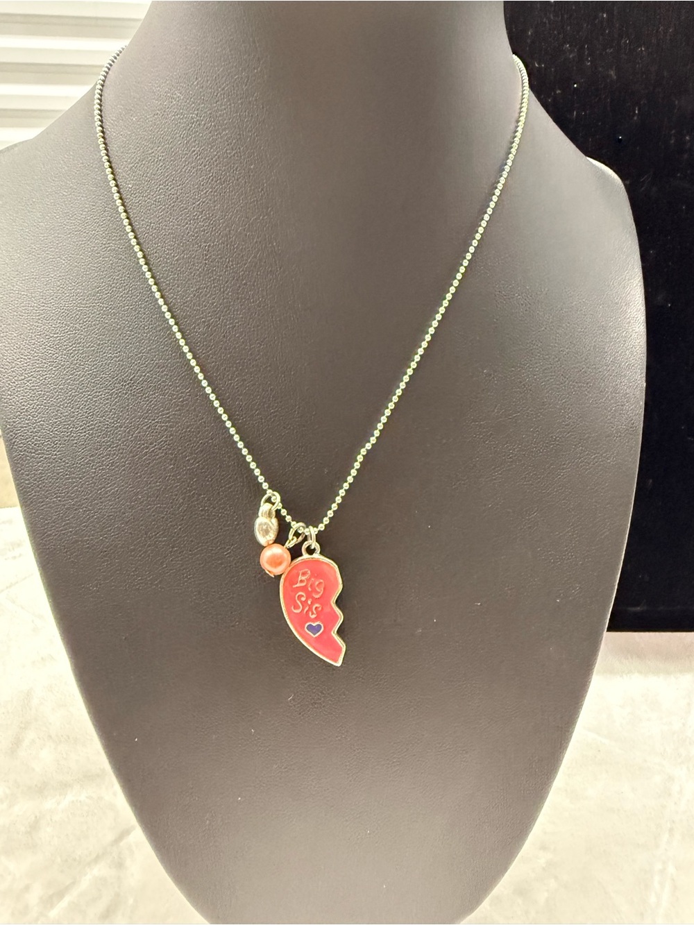 Claire's Pink 'Big Sis' Split Heart Charm Necklace